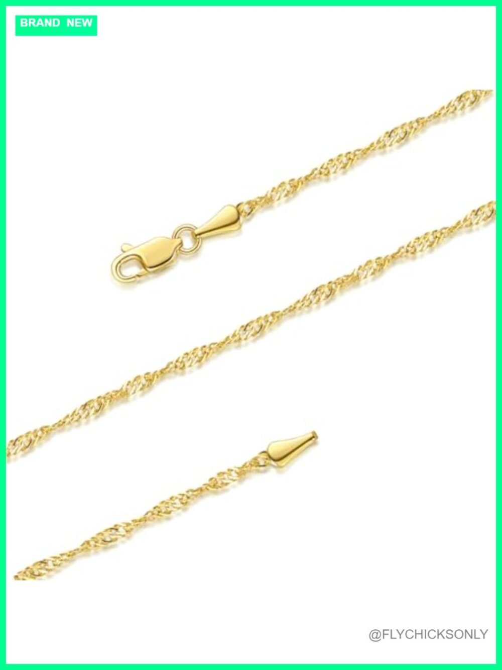 14K Gold Plated Singapore Chain Necklace for Women Waterproof